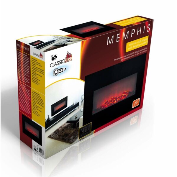 Dekoracyjny Kominek Elektryczny Ścienny Classic Fire Memphis Czarny 1800 W 66 x 13 x 46 cm - obrazek 3